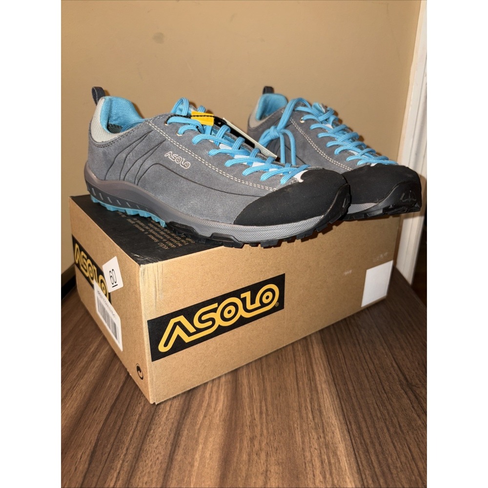 NIB ASOLO Space GV Hiking Shoe Goretex Women's 8.5 Gray Blue Vibram $170 - Picture 5 of 16
